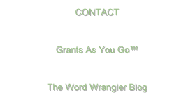 CONTACT
coach@writenowconsulting.com

Grants As You Go™
www.grantsasyougo.com

The Word Wrangler Blog
http://grantcoach.livejournal.com